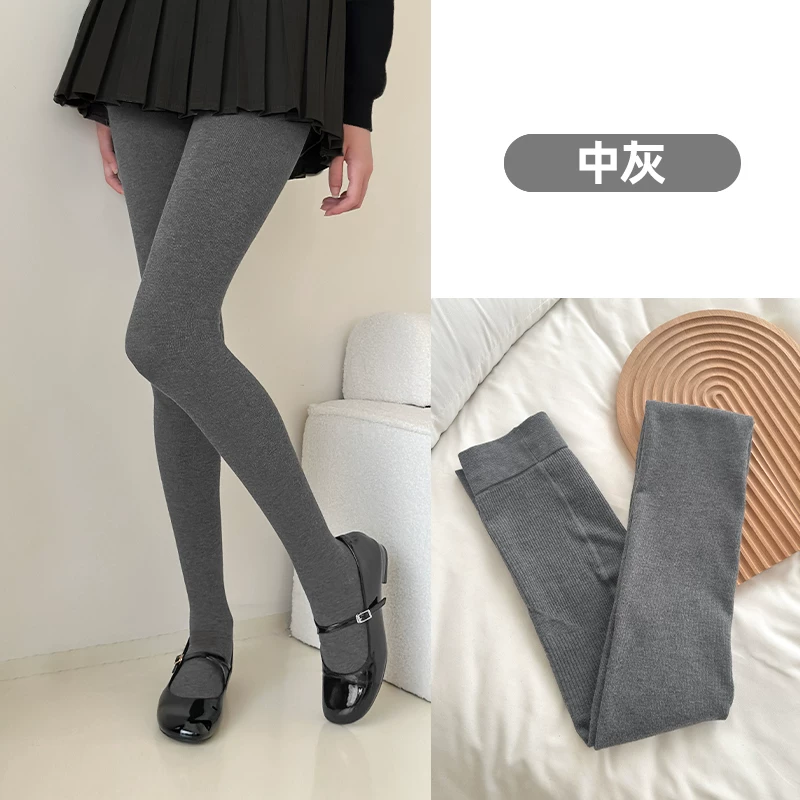 深灰色连裤袜压力瘦腿黑色打底裤冬外穿女2025新款袜子女厚黑加绒